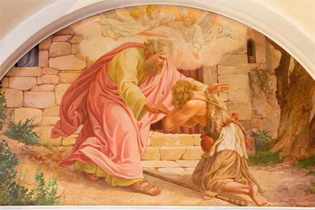 VIENNA, AUSTRIA - DECEMBER 17, 2014: The comeback of Prodigal son scene by Josef Kastner the older from 20. cent. in Erloserkirche church.